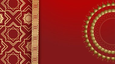 Güzel Mandala asılı fener Arap kırmızı İslami tasarım arka planı