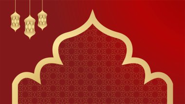 Güzel Mandala asılı fener Arap kırmızı İslami tasarım arka planı