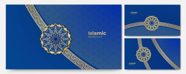 Zarif Mandala Arap altın mavisi İslami tasarım arka planı
