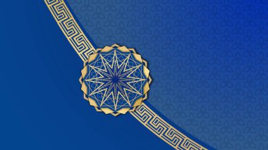 Zarif Mandala Arap altın mavisi İslami tasarım arka planı