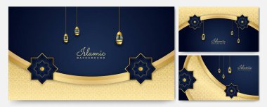 Zarif Mandala Arap altın mavisi İslami tasarım arka planı