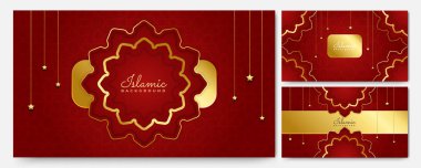 Güzel Mandala asılı fener Arap kırmızı İslami tasarım arka planı