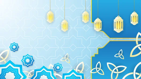 Realistischer Mandalablauer Islamischer Design Hintergrund Universelle Ramadan Kareem Banner Hintergrund — Stockvektor