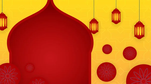 Platte Arabische Rood Gele Islamitische Design Achtergrond Universele Ramadan Kareem — Stockvector