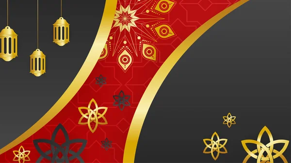 Elegancka Mandala Czerwone Złoto Islamskie Tło Projektu Uniwersalny Ramadan Kareem — Wektor stockowy