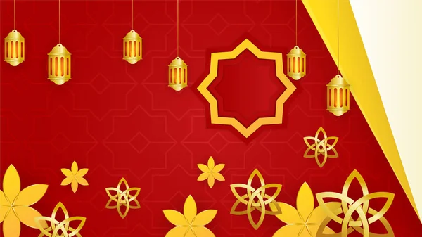Zlatá Lucerna Arabské Červené Islámské Design Pozadí Univerzální Ramadán Kareem — Stockový vektor