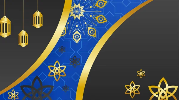 Elegantes Mandala Blaues Gold Islamisches Design Hintergrund Universelle Ramadan Kareem — Stockvektor
