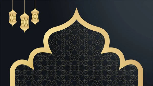Elegancki Mandala Arabski Czarny Złoto Islamski Projekt Tło — Wektor stockowy
