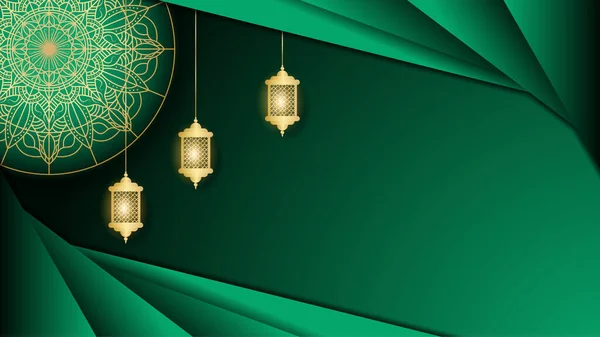 曼荼羅アラビア語緑 イスラムデザインの背景 — ストックベクタ