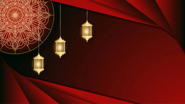 Piękne Mandala Wiszące Latarnia Arabski Czerwony Islamski Projekt Tło — Wektor stockowy