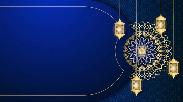 Mandala Élégant Arabe Bleu Fond Conception Islamique — Image vectorielle