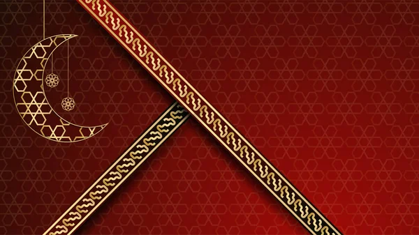 Güzel Mandala Asılı Fener Arap Kırmızı Slami Tasarım Arka Planı — Stok Vektör