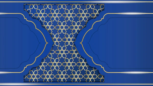 Elegante Mandala Arabic Dorato Blu Islamico Disegno Sfondo — Vettoriale Stock