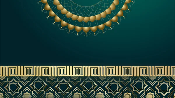 現実的なマンダラアラビア語緑のイスラムデザインの背景 — ストックベクタ
