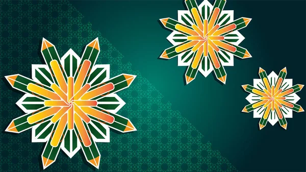 现实的曼达拉阿拉伯绿色伊斯兰设计背景 — 图库矢量图片