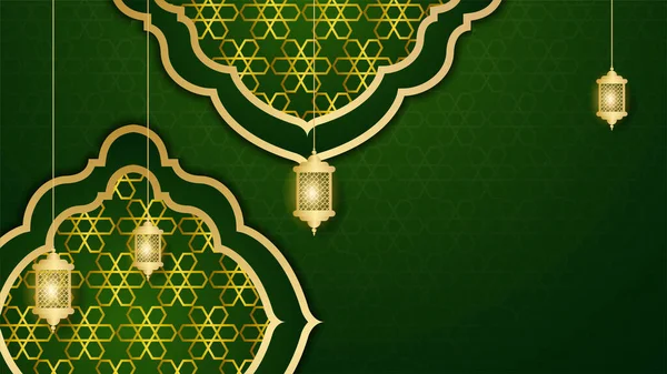 Mandala Réaliste Arabe Vert Fond Conception Islamique — Image vectorielle