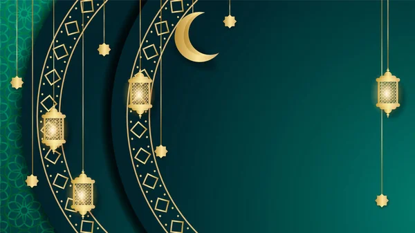 Realistische Mandala Arabisch Grün Islamische Design Hintergrund — Stockvektor