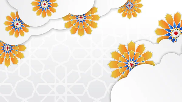 Elegantní Zlatá Lucerna Arabské Bílé Zlato Islámský Design Pozadí Univerzální — Stockový vektor
