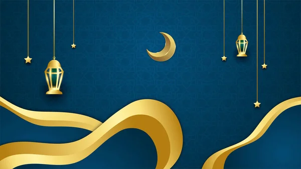 Flacher Arabischblauer Islamischer Hintergrund Universelle Ramadan Kareem Banner Hintergrund Mit — Stockvektor