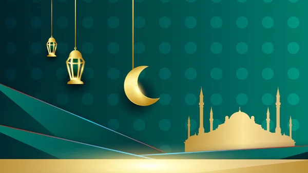 Realistische Mandala Arabisch Grün Islamische Design Hintergrund — Stockvektor