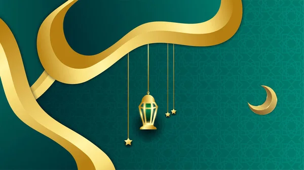 Gerçekçi Mandala Arap Yeşil Slami Tasarım Arka Planı — Stok Vektör