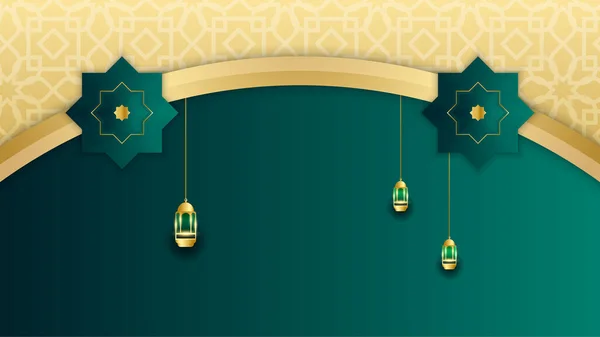 Realistische Mandala Arabisch Groen Islamitisch Ontwerp Achtergrond — Stockvector