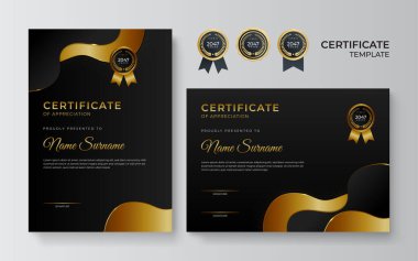 Birinci sınıf altın sertifika tasarım şablonu