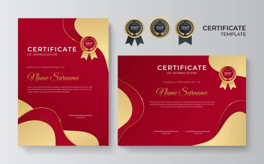 Birinci sınıf kırmızı sertifika tasarım şablonu