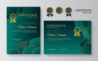 Premium zarif yeşil sertifika tasarım şablonu