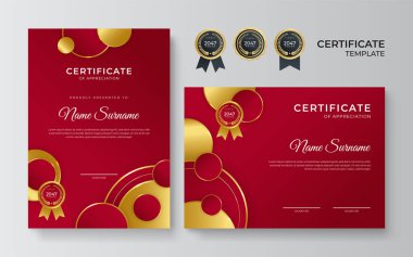 Birinci sınıf kırmızı sertifika tasarım şablonu