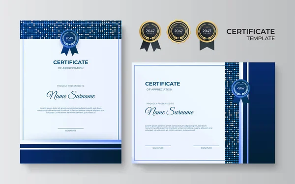Moderne Werknemer Blauw Certificaat Ontwerp Sjabloon — Stockvector