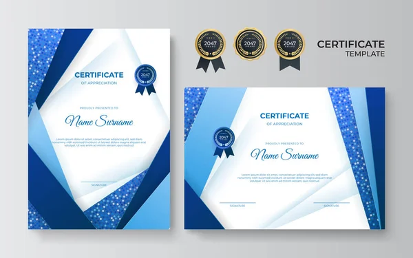 Plantilla Diseño Certificado Azul Empleado Moderno — Vector de stock