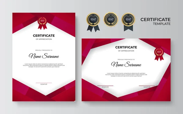 Современный Дизайн Красного Сертификата Сотрудника — стоковый вектор