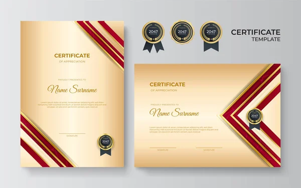 Plantilla Diseño Certificado Oro Rojo Profesional Premium — Archivo Imágenes Vectoriales