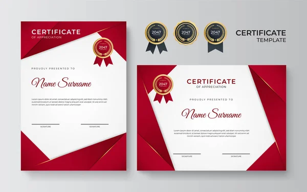 Plantilla Diseño Certificado Rojo Empleado Profesional — Vector de stock