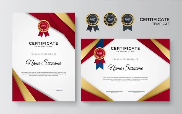 Gradient Elegant Golden Rot Zertifikat Design Vorlage — Stockvektor