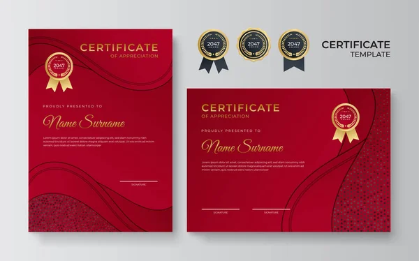 Premium Elegante Rote Zertifikat Design Vorlage — Stockvektor