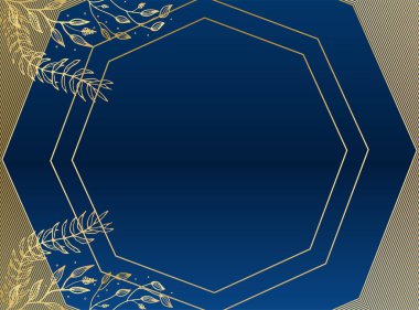 Birinci sınıf altın mavisi düğün davetiyesi tasarımı şablonu