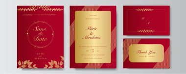Birinci sınıf kırmızı düğün davetiyesi tasarımı şablonu