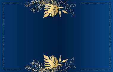 Birinci sınıf altın mavisi düğün davetiyesi tasarımı şablonu