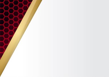 Soyut kırmızı beyaz ve altın sunum arkaplanı