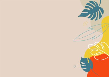 Renkli yapraklı çiçek arkaplanı desen dekorasyonu, boho tarzı