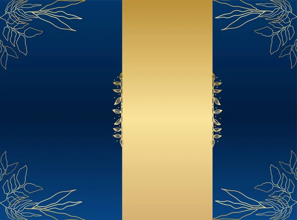 Premium Elegante Gouden Blauwe Bruiloft Uitnodiging Ontwerp Sjabloon — Stockvector