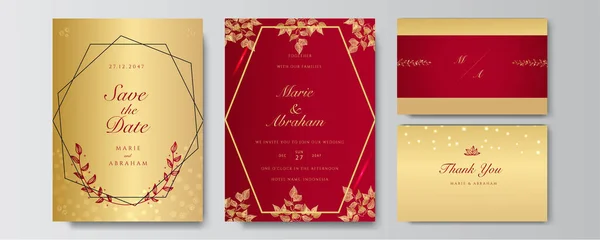 Moderne Elegante Goldrote Hochzeitseinladungsvorlage — Stockvektor