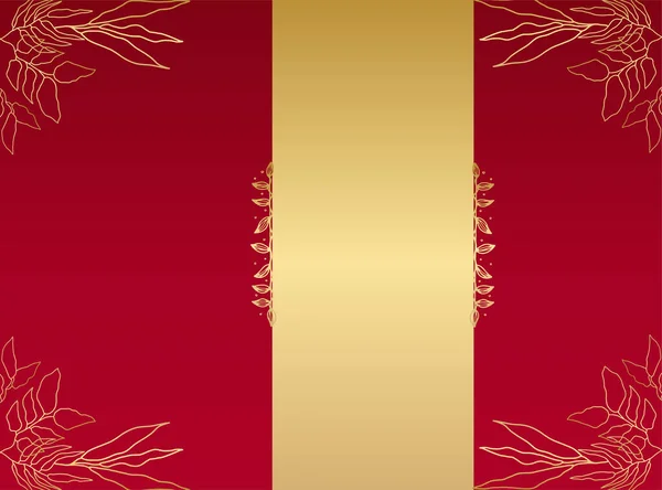 Premium Elegancki Złoty Czerwony Wzór Zaproszenia Ślubne — Wektor stockowy