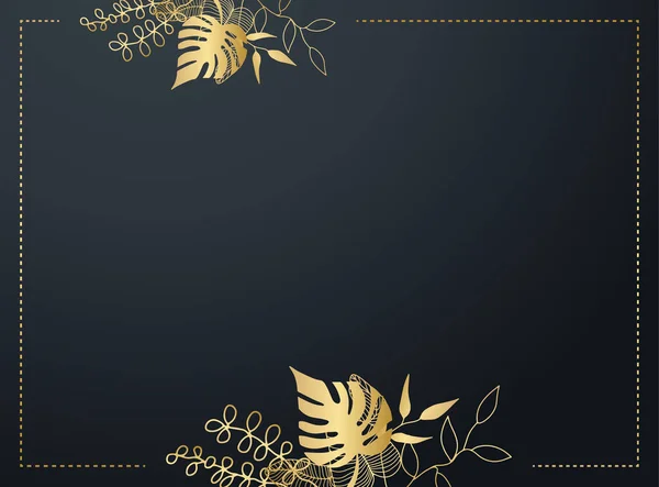 Moderne Schwarze Und Goldene Blumen Abstrakten Hintergrund — Stockvektor