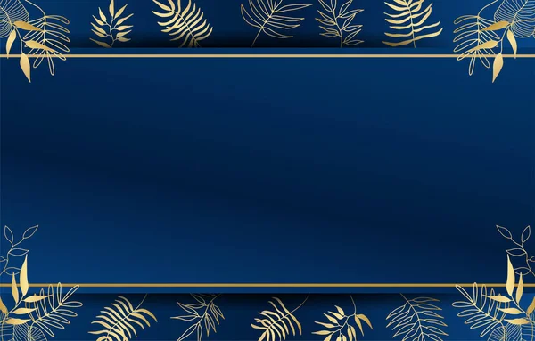 Modèle Élégant Premium Invitation Mariage Bleu Doré — Image vectorielle