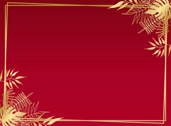 モダンなエレガントな黄金の赤い結婚式の招待状のデザインテンプレート — ストックベクタ