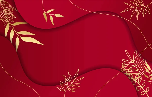 Premium Elegant Golden Red Wedding Invitation Design Template — Stock Vector