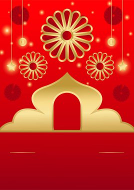 Cami, Arap desenli, fenerli, ay ve hilal şeklinde modaya uygun bir poster. Tebrik kartı, poster, afiş, davetiye, broşür, ramazan, bayram, adha, iftar daveti için kullanılabilir.